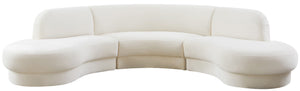 Rosa Velvet / Engineered Wood / Foam Contemporary Cream Velvet 3pc. Sectional (3 Boxes) - 135" W x 73" D x 32" H