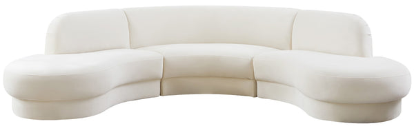 Rosa Velvet / Engineered Wood / Foam Contemporary Cream Velvet 3pc. Sectional (3 Boxes) - 135" W x 73" D x 32" H