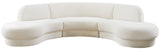 Rosa Velvet / Engineered Wood / Foam Contemporary Cream Velvet 3pc. Sectional (3 Boxes) - 135" W x 73" D x 32" H