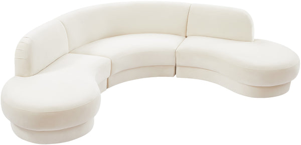 Rosa Velvet / Engineered Wood / Foam Contemporary Cream Velvet 3pc. Sectional (3 Boxes) - 135" W x 73" D x 32" H