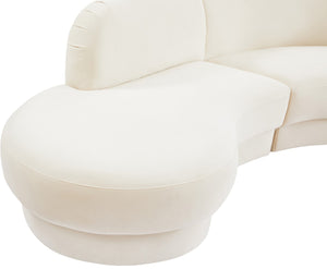 Rosa Velvet / Engineered Wood / Foam Contemporary Cream Velvet 3pc. Sectional (3 Boxes) - 135" W x 73" D x 32" H