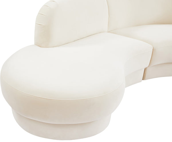 Rosa Velvet / Engineered Wood / Foam Contemporary Cream Velvet 3pc. Sectional (3 Boxes) - 135" W x 73" D x 32" H