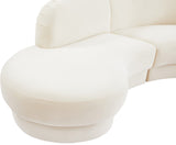 Rosa Velvet / Engineered Wood / Foam Contemporary Cream Velvet 3pc. Sectional (3 Boxes) - 135" W x 73" D x 32" H