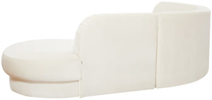 Rosa Velvet / Engineered Wood / Foam Contemporary Cream Velvet 3pc. Sectional (3 Boxes) - 135" W x 73" D x 32" H