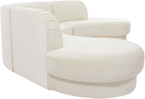 Rosa Velvet / Engineered Wood / Foam Contemporary Cream Velvet 3pc. Sectional (3 Boxes) - 135" W x 73" D x 32" H