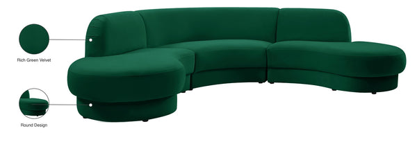 Rosa Velvet / Engineered Wood / Foam Contemporary Green Velvet 3pc. Sectional (3 Boxes) - 135" W x 73" D x 32" H