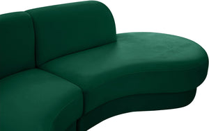 Rosa Velvet / Engineered Wood / Foam Contemporary Green Velvet 3pc. Sectional (3 Boxes) - 135" W x 73" D x 32" H