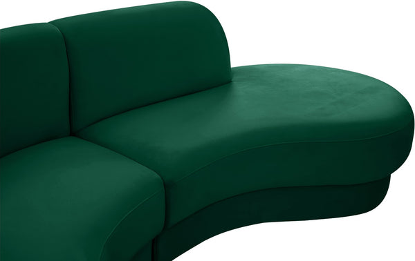 Rosa Velvet / Engineered Wood / Foam Contemporary Green Velvet 3pc. Sectional (3 Boxes) - 135" W x 73" D x 32" H