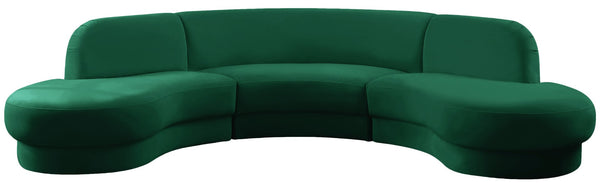 Rosa Velvet / Engineered Wood / Foam Contemporary Green Velvet 3pc. Sectional (3 Boxes) - 135" W x 73" D x 32" H