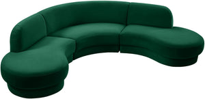 Rosa Velvet / Engineered Wood / Foam Contemporary Green Velvet 3pc. Sectional (3 Boxes) - 135" W x 73" D x 32" H