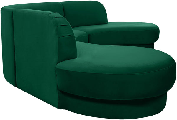 Rosa Velvet / Engineered Wood / Foam Contemporary Green Velvet 3pc. Sectional (3 Boxes) - 135" W x 73" D x 32" H