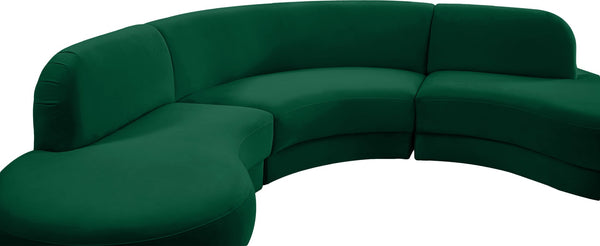 Rosa Velvet / Engineered Wood / Foam Contemporary Green Velvet 3pc. Sectional (3 Boxes) - 135" W x 73" D x 32" H