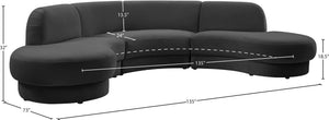 Rosa Velvet / Engineered Wood / Foam Contemporary Grey Velvet 3pc. Sectional (3 Boxes) - 135" W x 73" D x 32" H