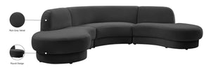 Rosa Velvet / Engineered Wood / Foam Contemporary Grey Velvet 3pc. Sectional (3 Boxes) - 135" W x 73" D x 32" H