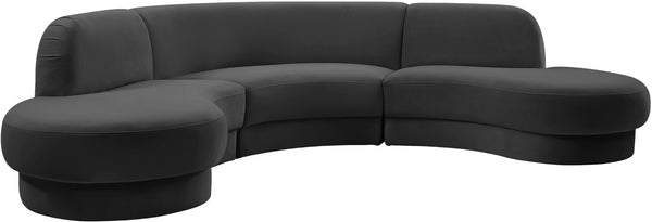 Rosa Velvet / Engineered Wood / Foam Contemporary Grey Velvet 3pc. Sectional (3 Boxes) - 135" W x 73" D x 32" H