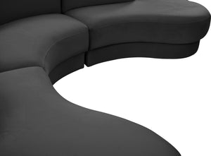 Rosa Velvet / Engineered Wood / Foam Contemporary Grey Velvet 3pc. Sectional (3 Boxes) - 135" W x 73" D x 32" H