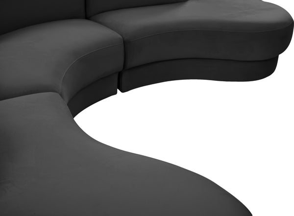 Rosa Velvet / Engineered Wood / Foam Contemporary Grey Velvet 3pc. Sectional (3 Boxes) - 135" W x 73" D x 32" H