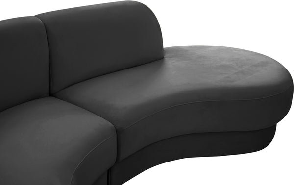 Rosa Velvet / Engineered Wood / Foam Contemporary Grey Velvet 3pc. Sectional (3 Boxes) - 135" W x 73" D x 32" H