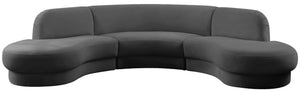 Rosa Velvet / Engineered Wood / Foam Contemporary Grey Velvet 3pc. Sectional (3 Boxes) - 135" W x 73" D x 32" H