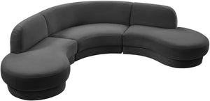 Rosa Velvet / Engineered Wood / Foam Contemporary Grey Velvet 3pc. Sectional (3 Boxes) - 135" W x 73" D x 32" H