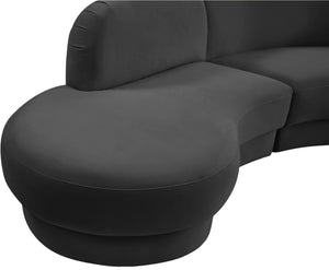 Rosa Velvet / Engineered Wood / Foam Contemporary Grey Velvet 3pc. Sectional (3 Boxes) - 135" W x 73" D x 32" H