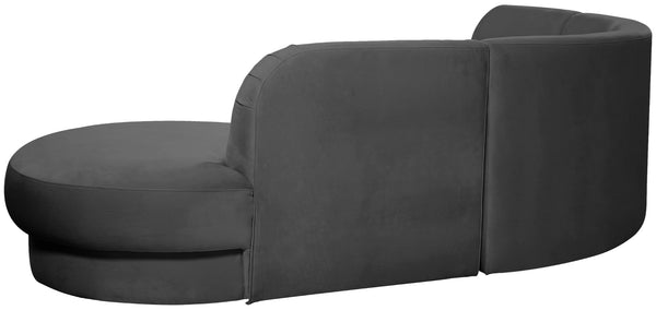 Rosa Velvet / Engineered Wood / Foam Contemporary Grey Velvet 3pc. Sectional (3 Boxes) - 135" W x 73" D x 32" H