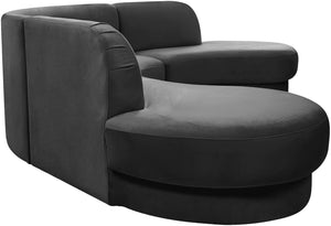Rosa Velvet / Engineered Wood / Foam Contemporary Grey Velvet 3pc. Sectional (3 Boxes) - 135" W x 73" D x 32" H