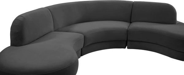 Rosa Velvet / Engineered Wood / Foam Contemporary Grey Velvet 3pc. Sectional (3 Boxes) - 135" W x 73" D x 32" H