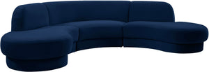 Rosa Velvet / Engineered Wood / Foam Contemporary Navy Velvet 3pc. Sectional (3 Boxes) - 135" W x 73" D x 32" H