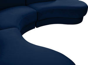 Rosa Velvet / Engineered Wood / Foam Contemporary Navy Velvet 3pc. Sectional (3 Boxes) - 135" W x 73" D x 32" H
