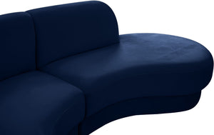 Rosa Velvet / Engineered Wood / Foam Contemporary Navy Velvet 3pc. Sectional (3 Boxes) - 135" W x 73" D x 32" H