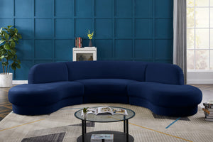 Rosa Velvet / Engineered Wood / Foam Contemporary Navy Velvet 3pc. Sectional (3 Boxes) - 135" W x 73" D x 32" H