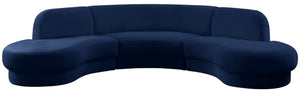 Rosa Velvet / Engineered Wood / Foam Contemporary Navy Velvet 3pc. Sectional (3 Boxes) - 135" W x 73" D x 32" H