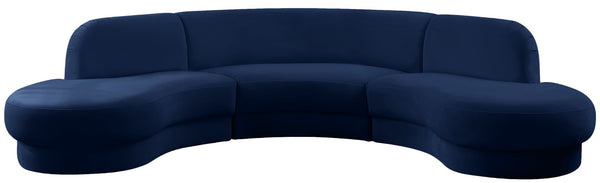 Rosa Velvet / Engineered Wood / Foam Contemporary Navy Velvet 3pc. Sectional (3 Boxes) - 135" W x 73" D x 32" H