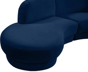 Rosa Velvet / Engineered Wood / Foam Contemporary Navy Velvet 3pc. Sectional (3 Boxes) - 135" W x 73" D x 32" H