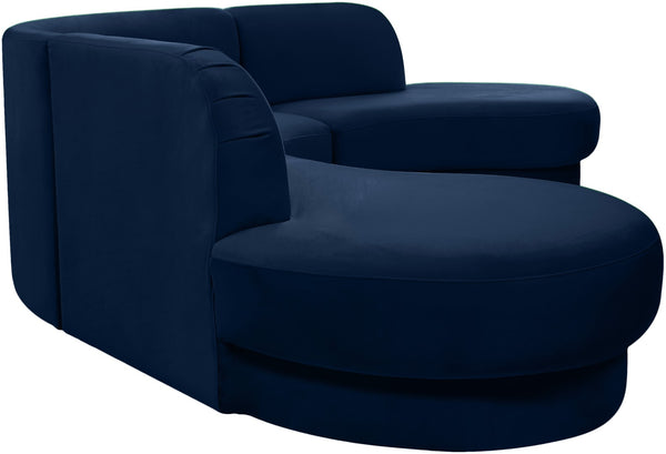 Rosa Velvet / Engineered Wood / Foam Contemporary Navy Velvet 3pc. Sectional (3 Boxes) - 135" W x 73" D x 32" H
