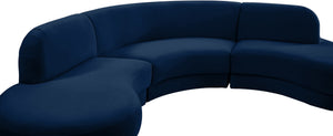 Rosa Velvet / Engineered Wood / Foam Contemporary Navy Velvet 3pc. Sectional (3 Boxes) - 135" W x 73" D x 32" H