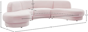 Rosa Velvet / Engineered Wood / Foam Contemporary Pink Velvet 3pc. Sectional (3 Boxes) - 135" W x 73" D x 32" H