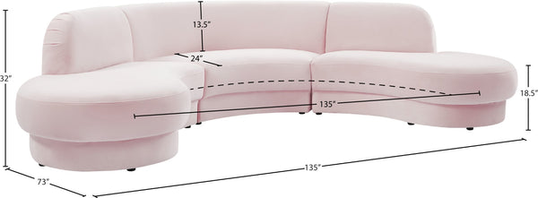 Rosa Velvet / Engineered Wood / Foam Contemporary Pink Velvet 3pc. Sectional (3 Boxes) - 135" W x 73" D x 32" H