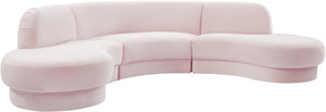 Rosa Velvet / Engineered Wood / Foam Contemporary Pink Velvet 3pc. Sectional (3 Boxes) - 135" W x 73" D x 32" H