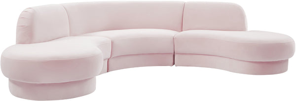 Rosa Velvet / Engineered Wood / Foam Contemporary Pink Velvet 3pc. Sectional (3 Boxes) - 135" W x 73" D x 32" H