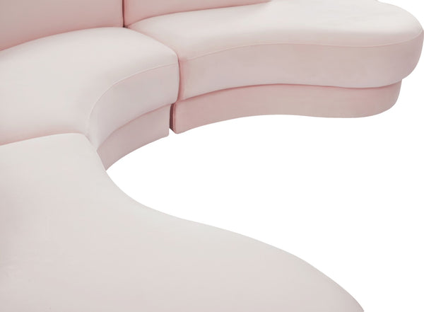 Rosa Velvet / Engineered Wood / Foam Contemporary Pink Velvet 3pc. Sectional (3 Boxes) - 135" W x 73" D x 32" H