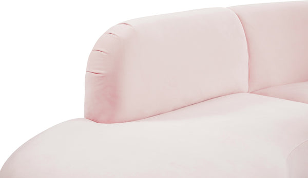 Rosa Velvet / Engineered Wood / Foam Contemporary Pink Velvet 3pc. Sectional (3 Boxes) - 135" W x 73" D x 32" H