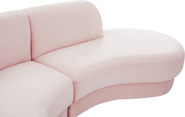 Rosa Velvet / Engineered Wood / Foam Contemporary Pink Velvet 3pc. Sectional (3 Boxes) - 135" W x 73" D x 32" H