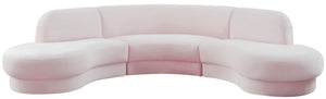Rosa Velvet / Engineered Wood / Foam Contemporary Pink Velvet 3pc. Sectional (3 Boxes) - 135" W x 73" D x 32" H