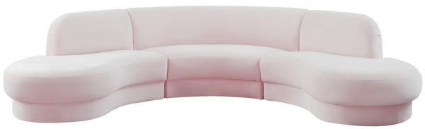 Rosa Velvet / Engineered Wood / Foam Contemporary Pink Velvet 3pc. Sectional (3 Boxes) - 135" W x 73" D x 32" H