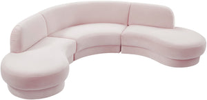 Rosa Velvet / Engineered Wood / Foam Contemporary Pink Velvet 3pc. Sectional (3 Boxes) - 135" W x 73" D x 32" H
