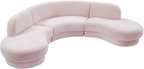 Rosa Velvet / Engineered Wood / Foam Contemporary Pink Velvet 3pc. Sectional (3 Boxes) - 135" W x 73" D x 32" H