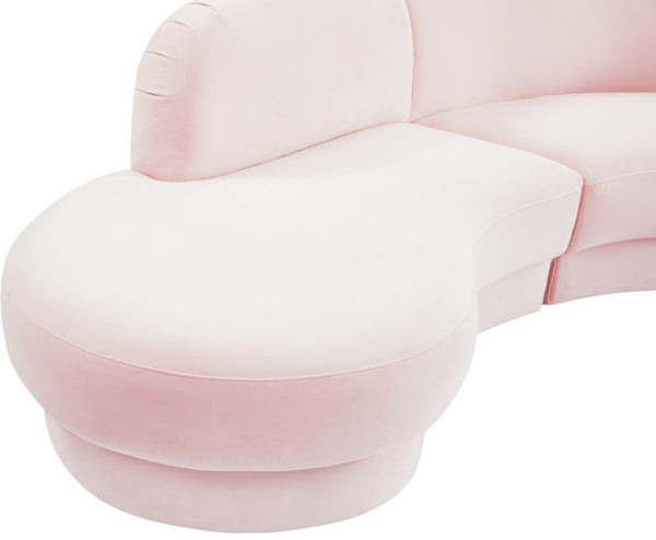 Rosa Velvet / Engineered Wood / Foam Contemporary Pink Velvet 3pc. Sectional (3 Boxes) - 135" W x 73" D x 32" H