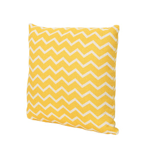 Yellow Lagoon Outdoor Water Resistant 18" Square Pillow, Orange Chevron Noble House